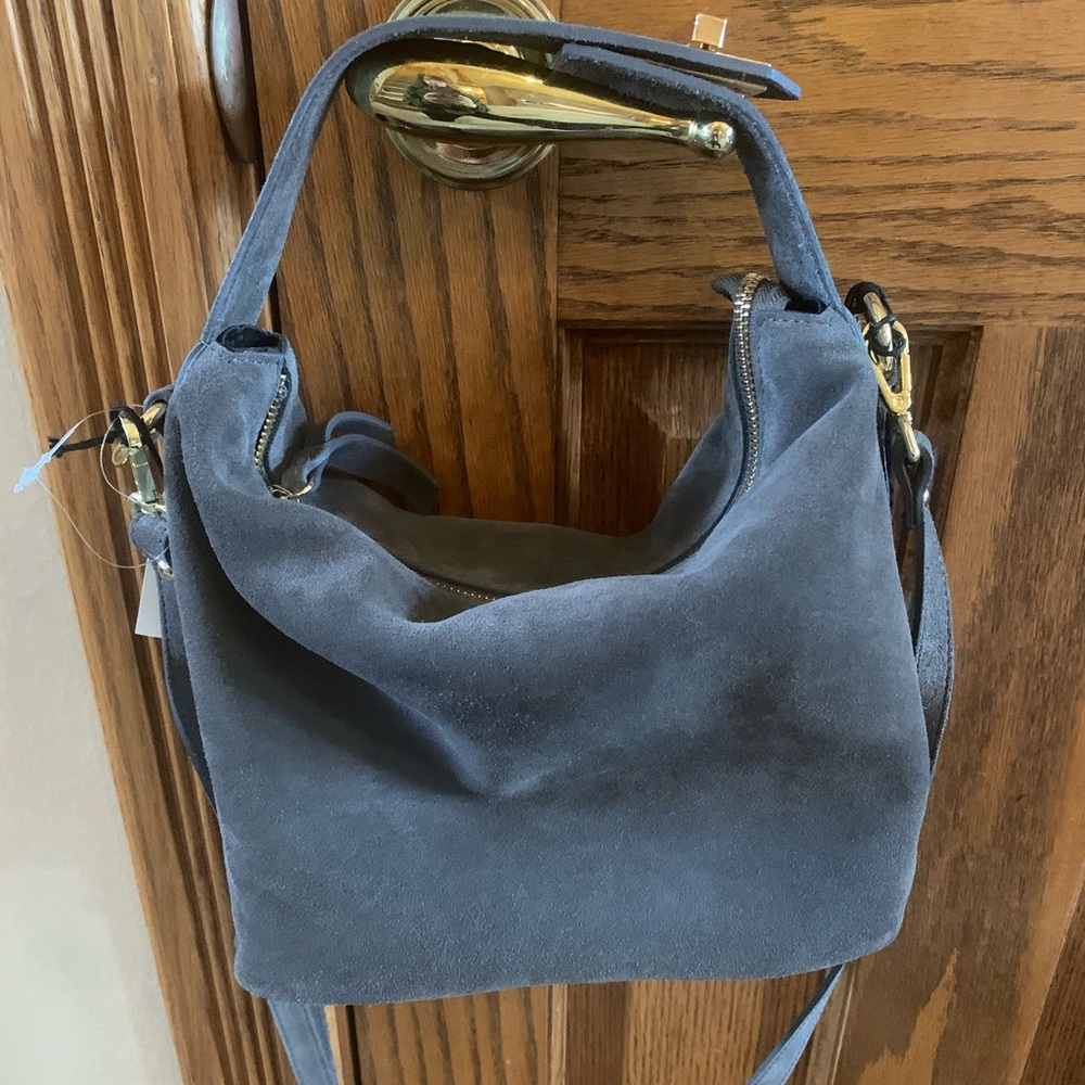 NWT Claudia Firenze Gray Suede Crossbody Bag